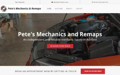 Top of the website for Petes Mechanics & Remaps ltd