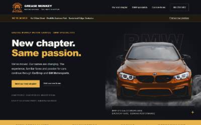 Top of the website for Grease Monkey Motor Garage