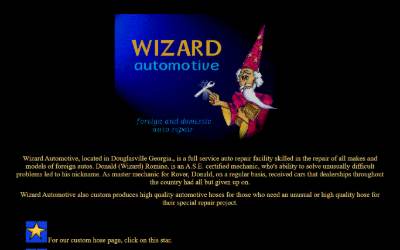 Top of the website for Wizard Automotive