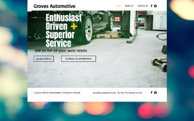 Top of the website for Groves Automotive