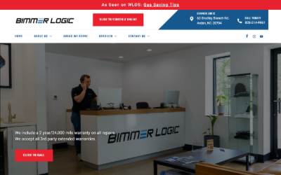 Top of the website for Bimmer Logic