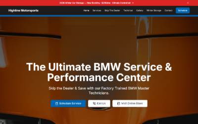 Top of the website for Highline Motorsports Group LLC