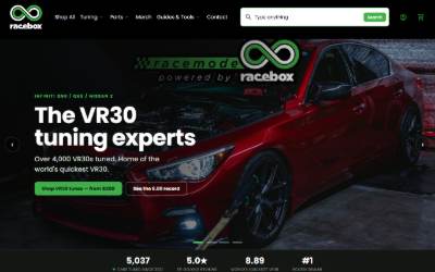 Top of the website for Racebox