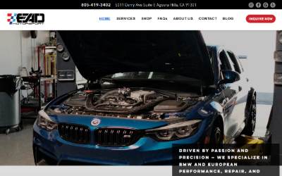Top of the website for EAD Motorsport