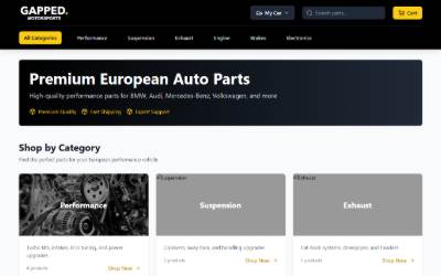Top of the website for Gapped Motorsports