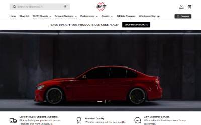 Top of the website for Midwest Bimmer Supply