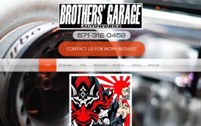 Top of the website for Brother's Garage Performance