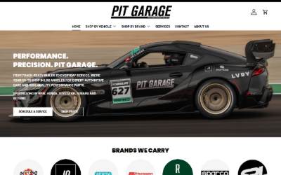 Top of the website for Pit Garage