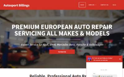 Top of the website for Autosport Billings