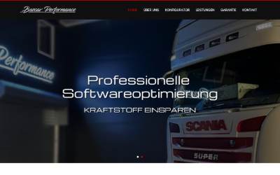 Top of the website for Bozcar Performance