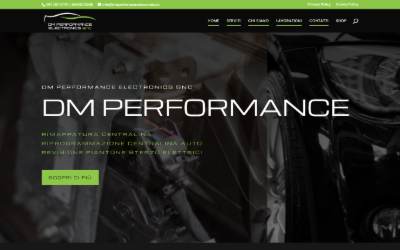 Top of the website for Dm Performance Electronics