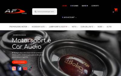 Top of the website for AF racing