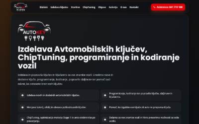 Top of the website for AutoKey d.o.o. Izdelava Avto Kljucev - ChipTuning