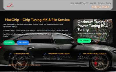 Top of the website for MaxChip chiptuning & File service