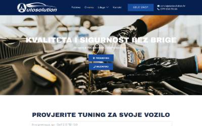 Top of the website for AUTO SOLUTION, servis vozila i chip tuning, vl. Josip Vlainic
