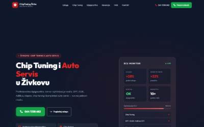 Top of the website for ChipTuning i AutoServis Širka