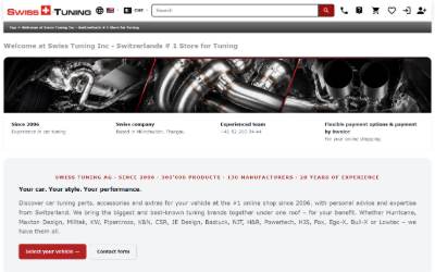 Top of the website for Swiss Tuning AG