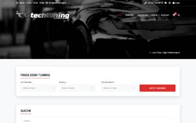 Top of the website for TECHTUNING Switzerland