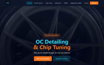 Website preview for OC DETAILING & CHIP TUNING Sàrl – Lavage Auto, Detailing, Mécanique & Achat / Vente Automobile
