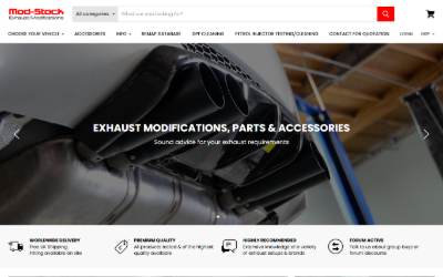 Website preview for Mod-Stock Exhaust Modifications Ltd