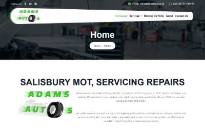 Website preview for Adam's Autos Salisbury Ltd