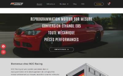 Website preview for M2C Racing : Garage & Reprogrammation moteur performance / conversion éthanol e85 entièrement sur mesure Bordeaux