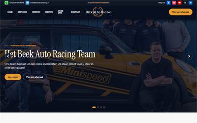 Top of the website for Beek Auto Racing B.V.