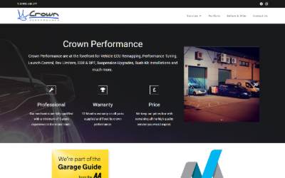 Top of the website for Crown Performance Ltd