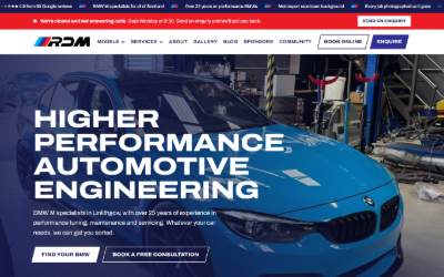 Top of the website for RD Motorsport