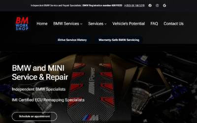 Top of the website for BMWorkshop