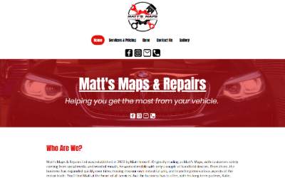 Website preview for Matt's maps & Repairs LTD