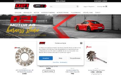 Top of the website for 021motor AB