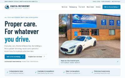 Website preview for Coastal Motorsport
