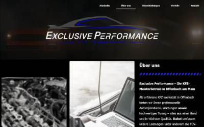 Website preview for Exclusive Performance