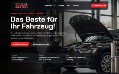 Website preview for Nitro Fahrzeug-Service Göttingen DPF Reinigung - Autoglas - Chiptuning