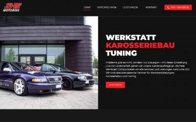 Website preview for SHS Motoring - Tuning, Werkstatt, Karosseriebau