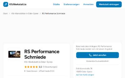 Website preview for RS Performance Schmiede