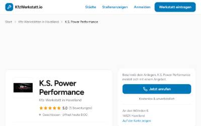 Website preview for K.S. Power Performance