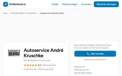 Website preview for Autoservice André Kruschke