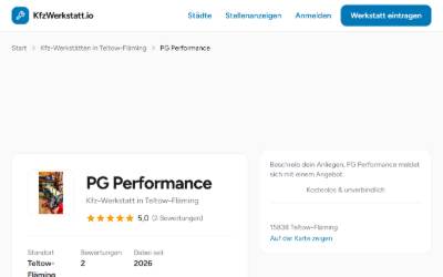 Website preview for PG Performance