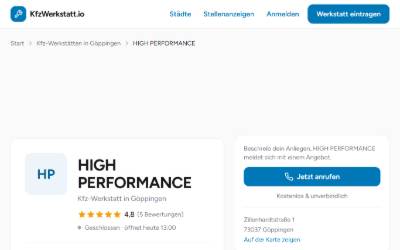 Website preview for HIGH PERFORMANCE