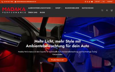 Website preview for MADAKA PERFORMANCE – Ambientebeleuchtung, Exterior & Interior Tuning