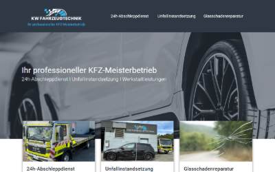 Website preview for KW Fahrzeugtechnik KFZ Meisterbetrieb Unfallinstandsetzung Werkstattleistungen