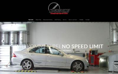 Top of the website for NO SPEED LIMIT GmbH