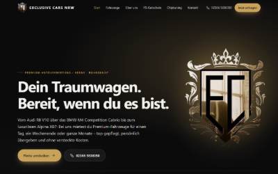 Top of the website for Exclusive Cars NRW