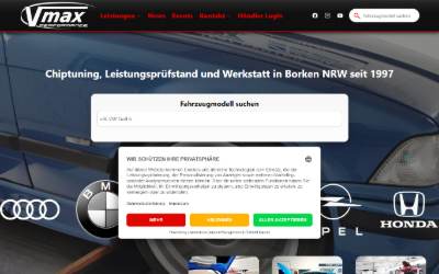 Top of the website for Vmax Performance