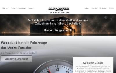 Top of the website for Sportwagen Werk