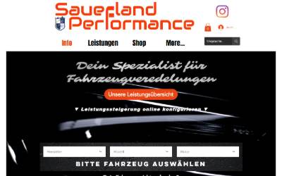 Top of the website for Sauerland Performance