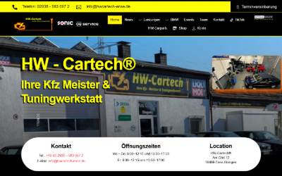 Top of the website for HW-Cartech