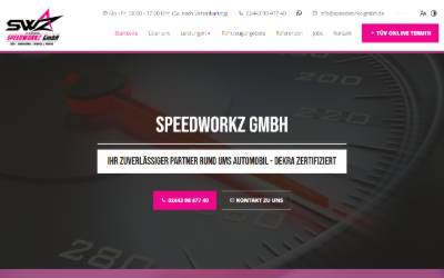 Top of the website for Speedworkz GmbH
